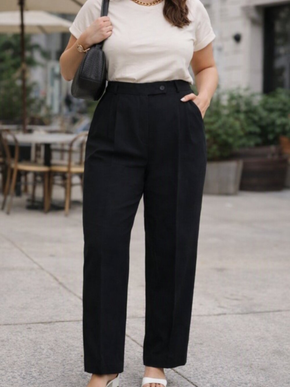 Vintage Saks Fifth Avenue Bernard Zins Paris Pleated Pants 12 Black Wool Career